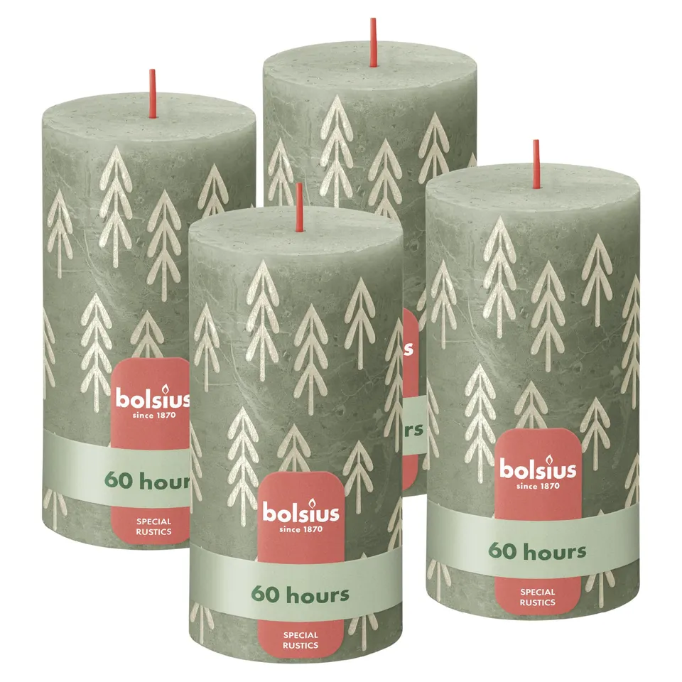 bolsius-rustic-bougie-pilier-verte-sapin-no-l-13-cm-60h image 1