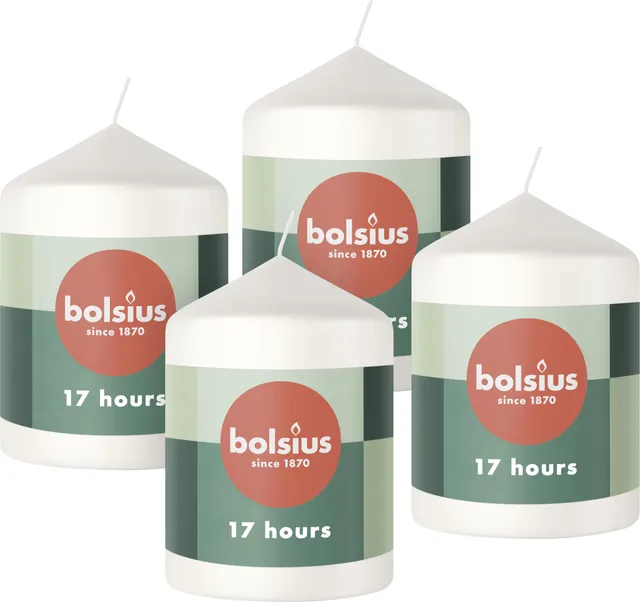 bolsius-bougies-piliers-blancs-lot-4-8-cm-17h image 1