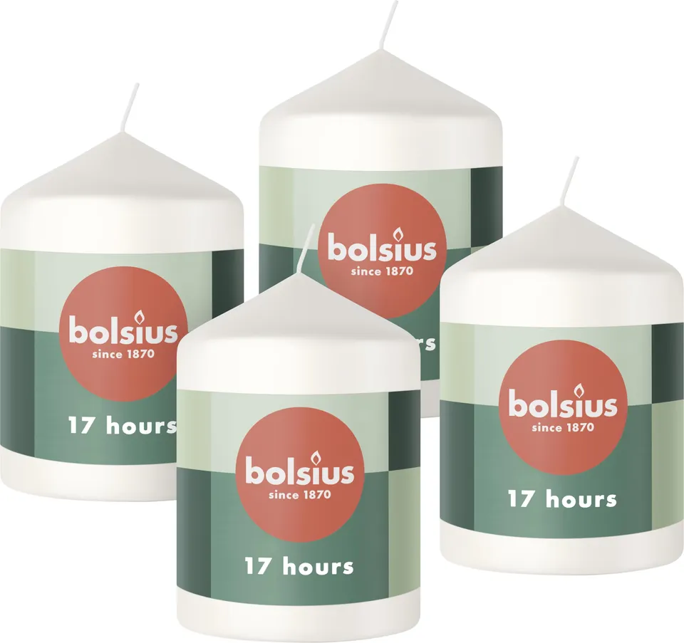 bolsius-bougies-piliers-blancs-lot-4-8-cm-17h image 1