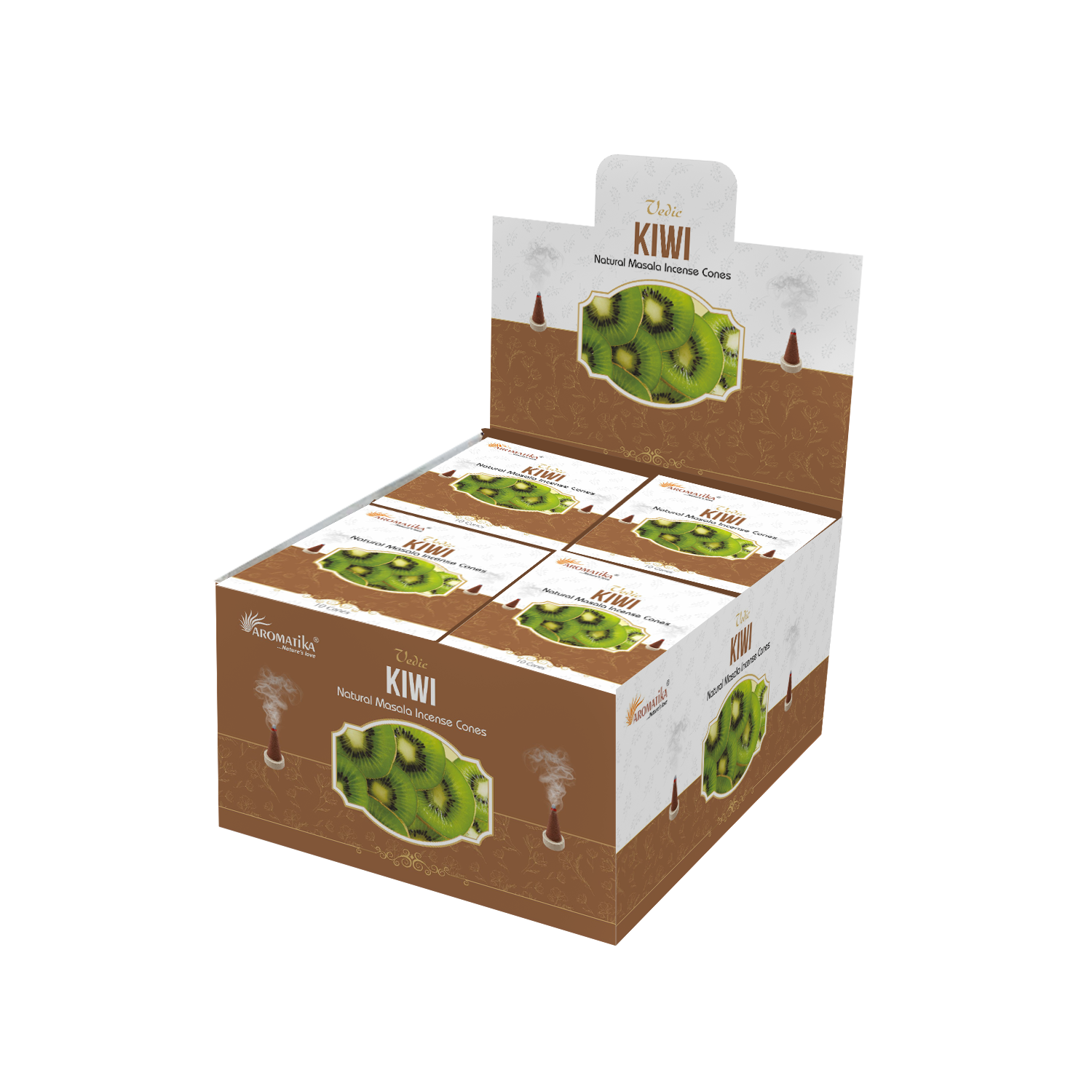aromatika-vedic-incense-cones-c-nes-encens-kiwi-120-fruit image 1