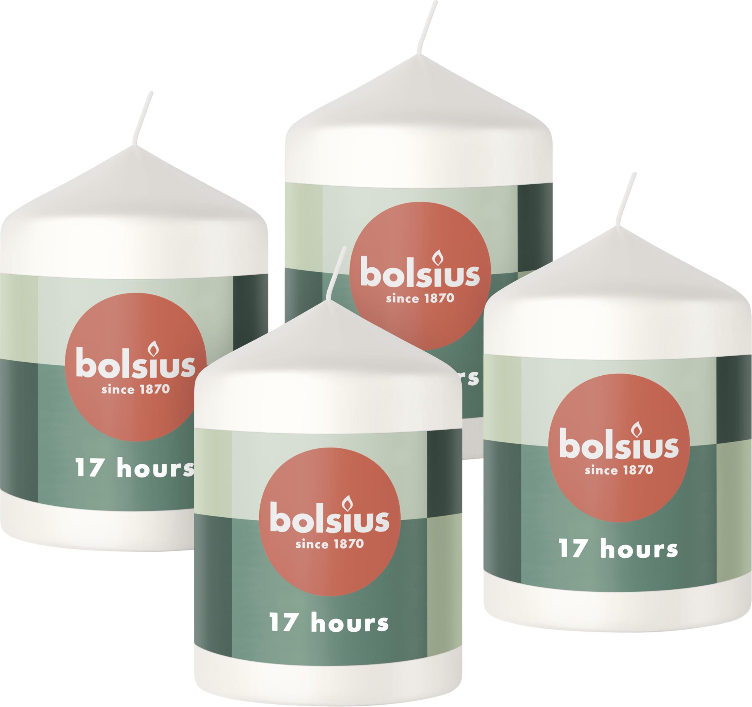 bolsius-bougies-piliers-blancs-lot-4-8-cm-17h image 1