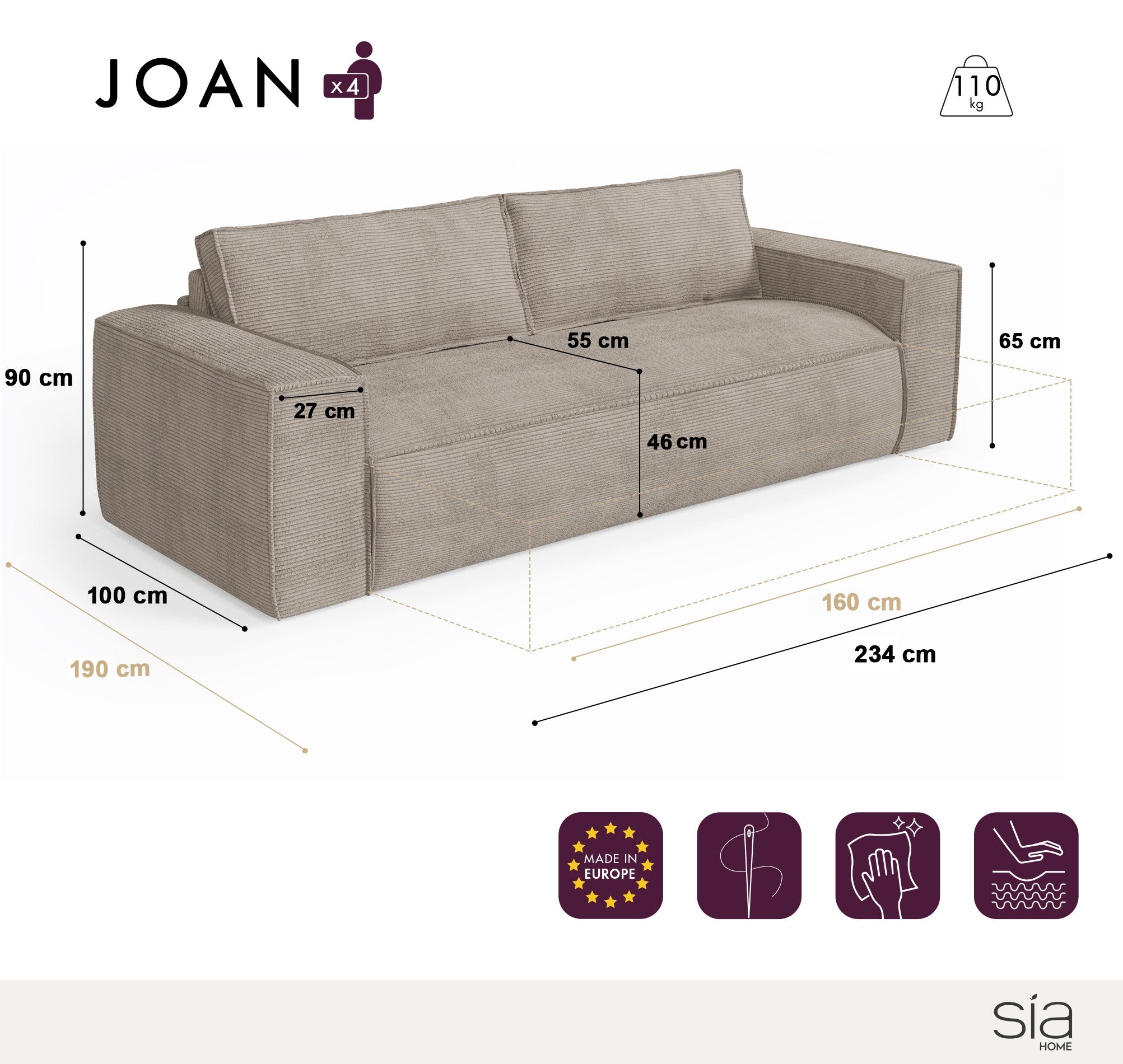 sia-deco-joan-canap-convertible-taupe-couchage-160-matelas image 7