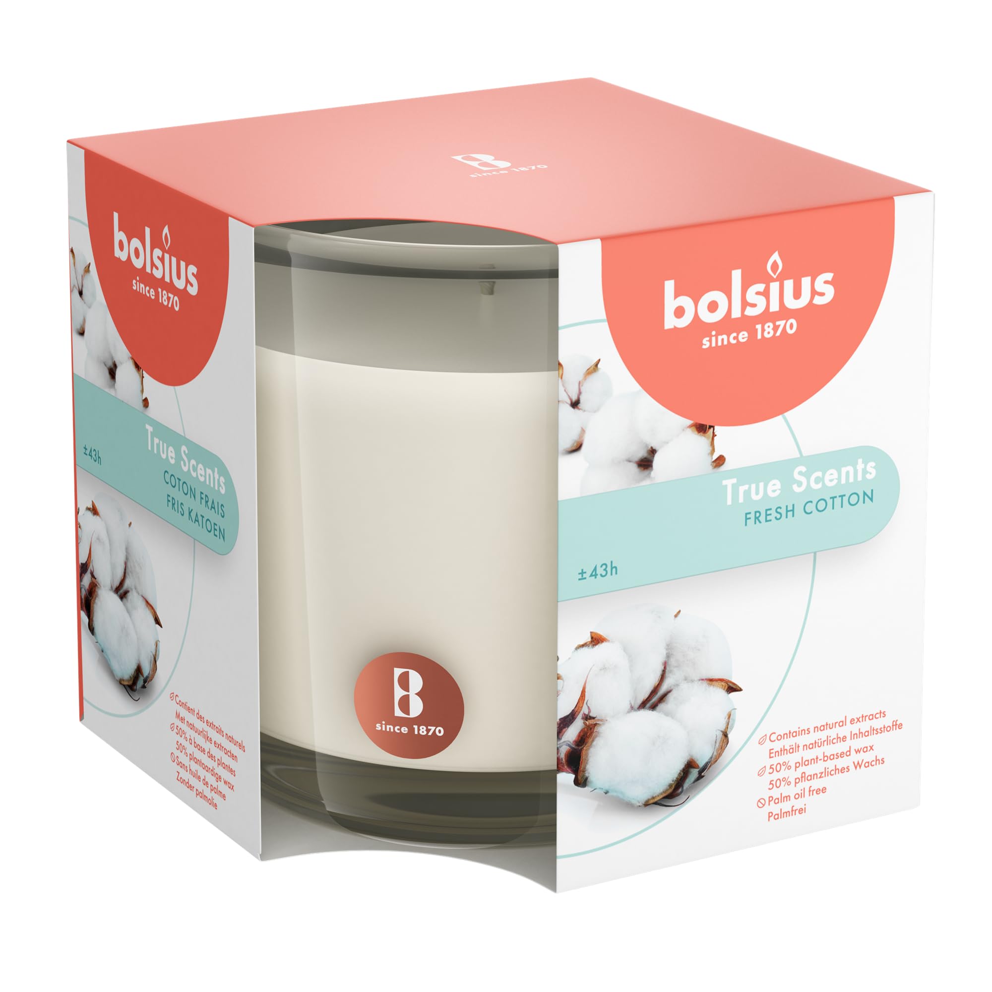 bolsius-bougie-parfum-e-fresh-cotton-43h-verre-blanc image 1
