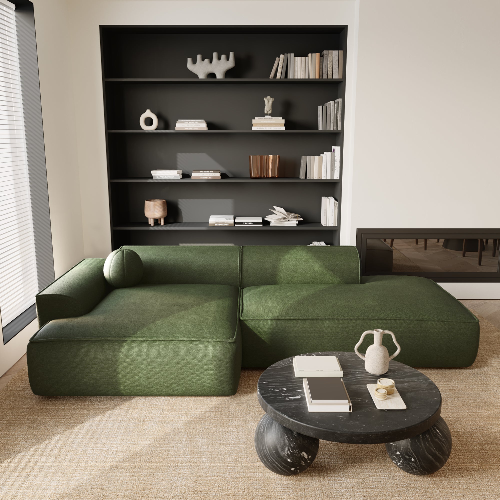 sia-ania-canap-angle-gauche-vert-olive-spacieux image 2