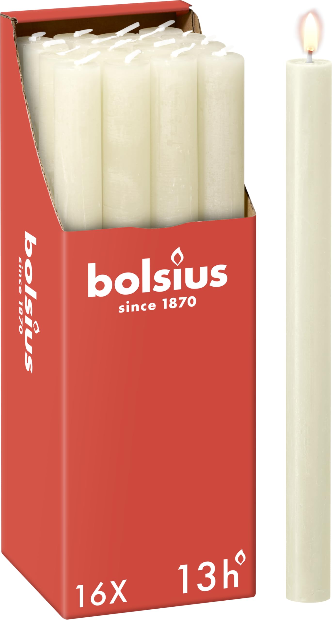 bolsius-bougies-rustiques-coniques-27-cm-ivoire-x16-13h image 1