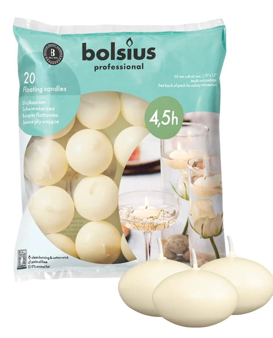 bolsius-bougies-piliers-20-bougies-flottantes-ivoire-sans-parfum image 1