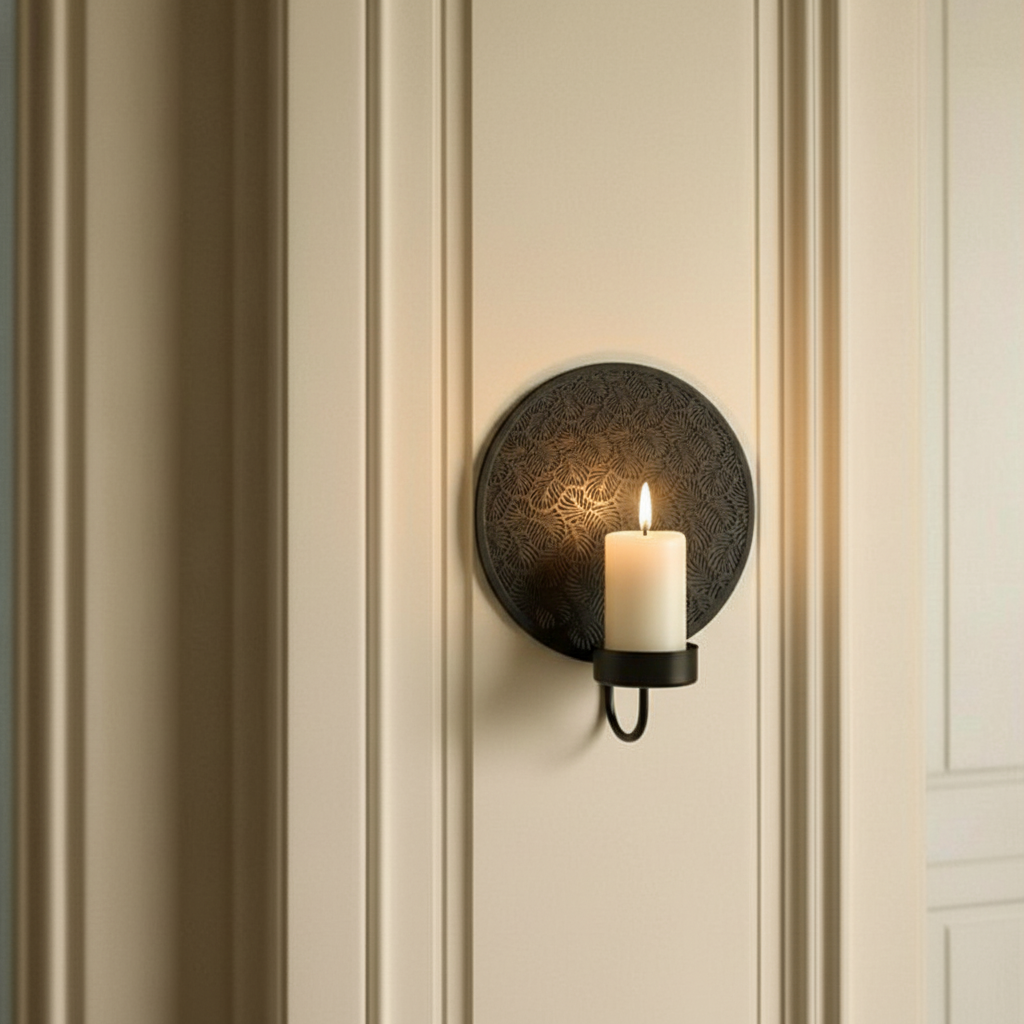 sia-nora-samba-porte-bougie-mural-noir-20-cm-fer image 2