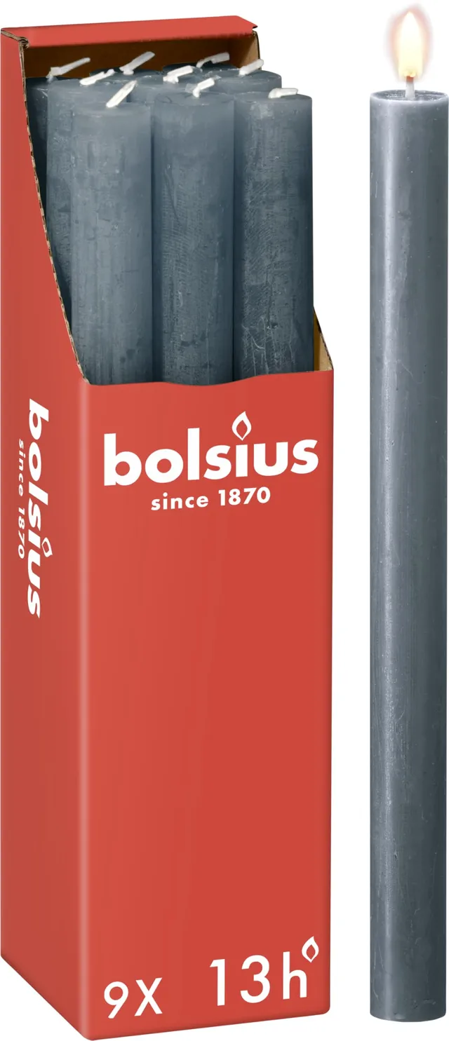bolsius-rustik-9-bougies-tiges-bleu-27-cm-13h image 1