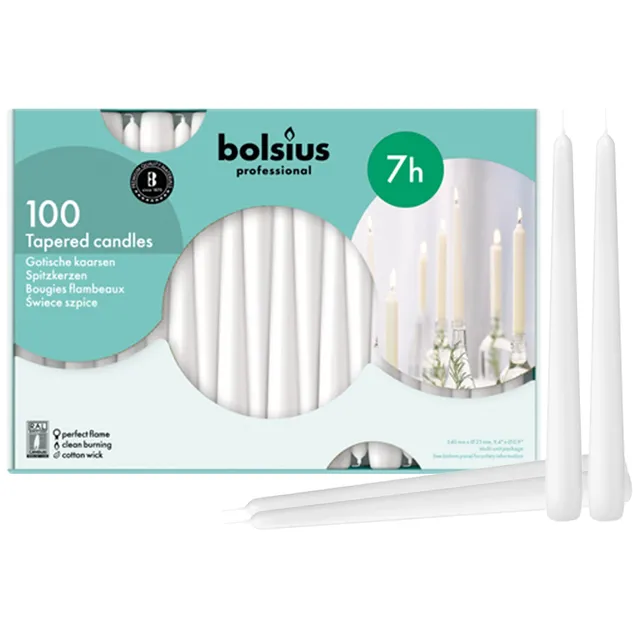 bolsius-bougies-de-d-ner-coniques-25-4-cm-bougie-blanche-lot-100 image 1