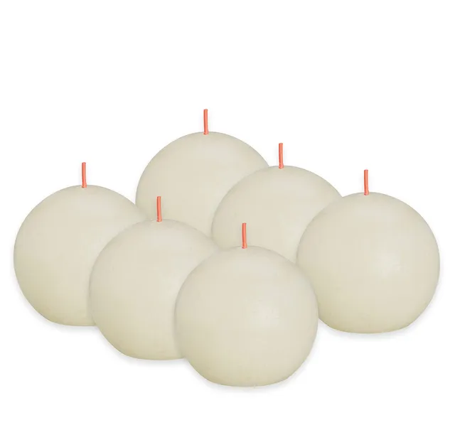 bolsius-rustique-boule-bougie-ivoire-lot-6-25h-sans-parfum image 1