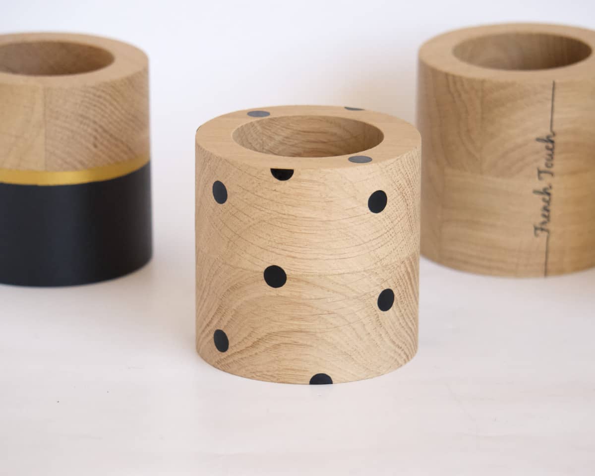 am-cla-pots-cache-pot-bois-rond-pois-noirs-9cm-ch-ne image 2