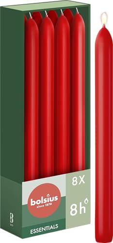 bolsius-essentials-bougie-conique-rouge-23-cm-lot-8-8h image 6