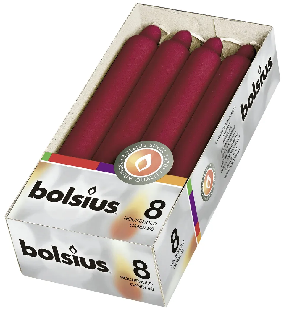 bolsius-piliers-crown-rouge-vin-18-cm-lot-de-8 image 1