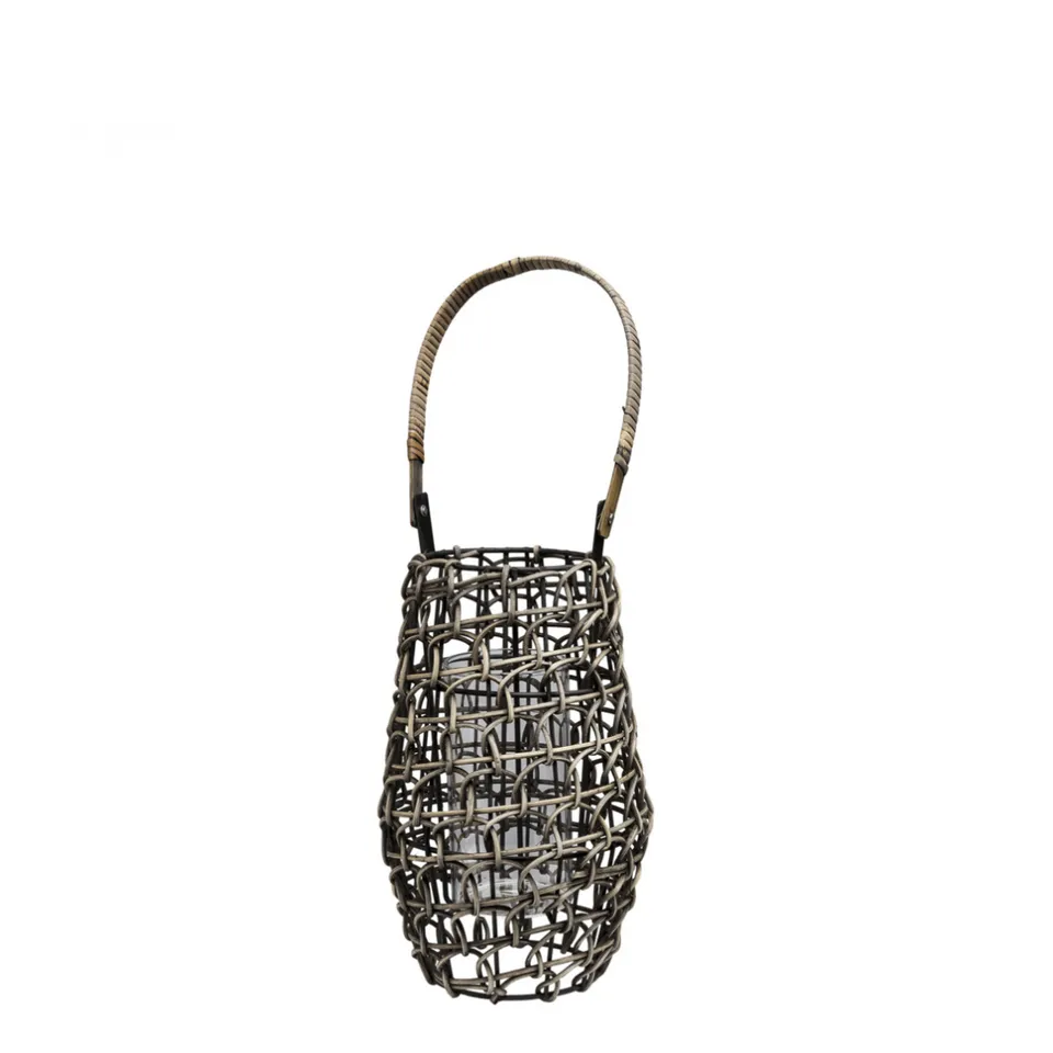 sia-deco-nora-replay-lanterne-rotin-marron-41-cm-verre-bougie image 1