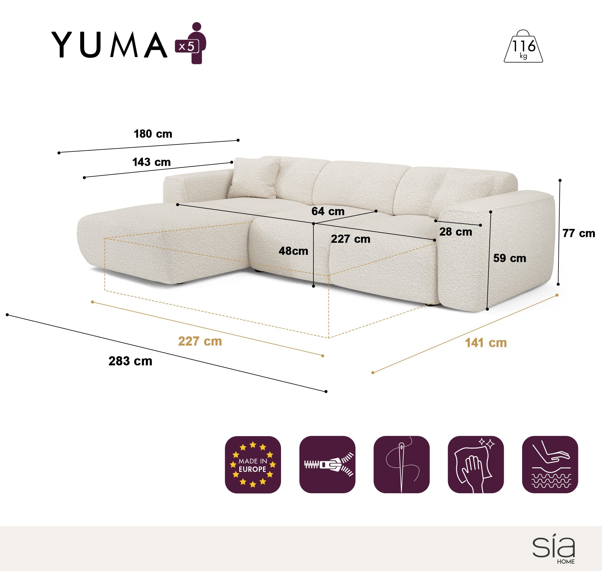 sia-deco-yuma-canap-convertible-angle-gauche-cr-me-5-places image 7
