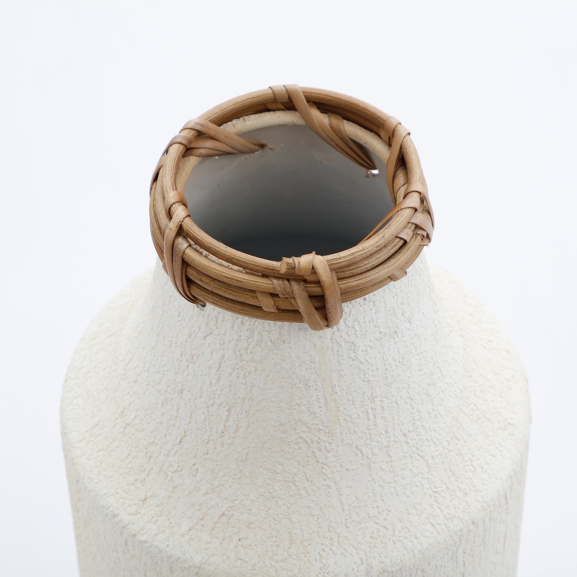 sia-antica-vase-m-tal-solea-blanc-rotin-32-cm image 3