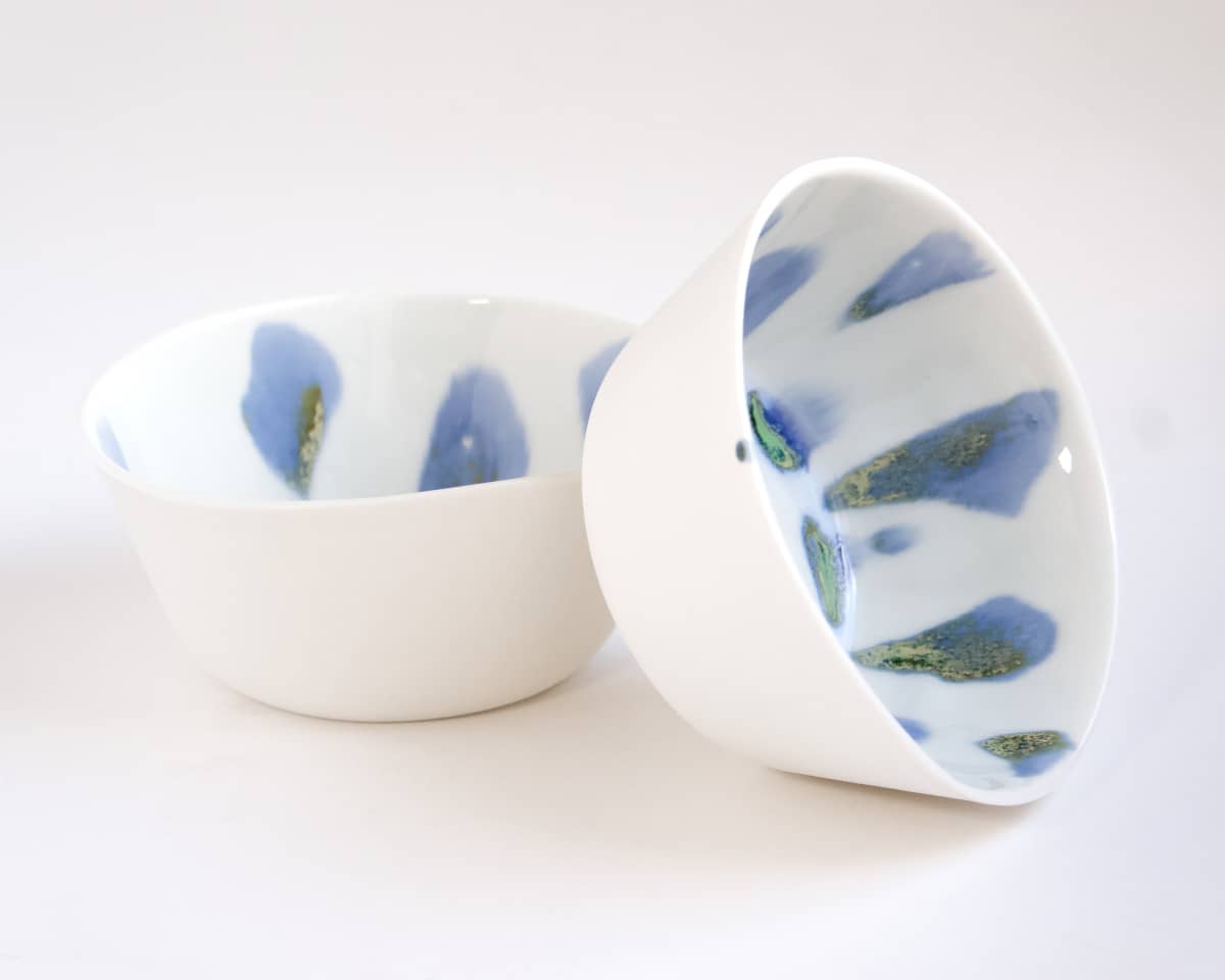 am-cla-bols-mugs-tasses-bol-porcelaine-blanc-tachet-bleu-vert image 2