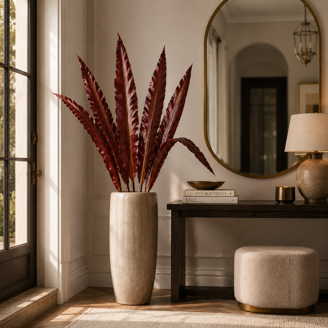 sia-deco-noah-feuille-de-foug-re-artificielle-bordeaux-119-cm image 3