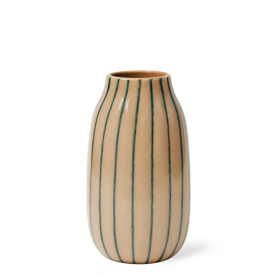 sia-antica-strio-vase-en-verre-beige-28-cm-lignes-vertes image 1