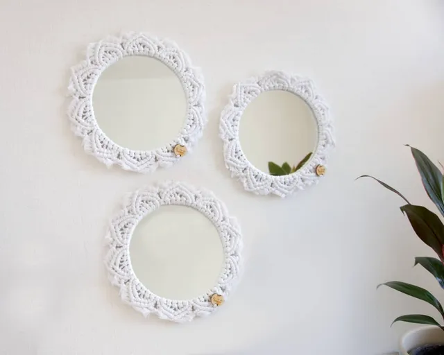 am-cla-miroirs-macram-ronds-blancs-lot-de-3-diam-tre-20-cm image 1
