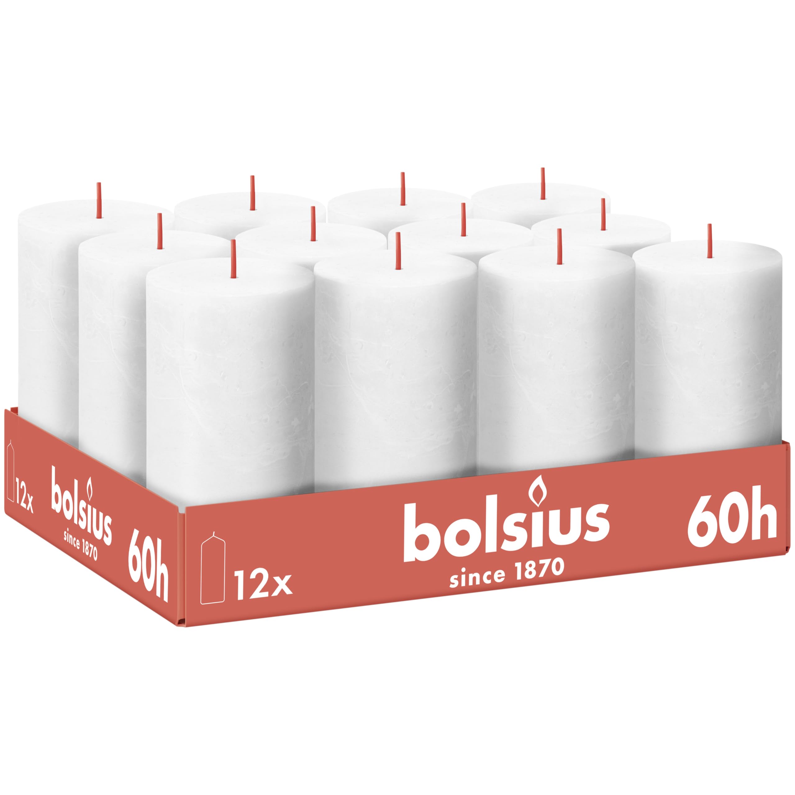 bolsius-bougies-rustiques-pilier-blanc-13-cm-lot-de-12 image 1