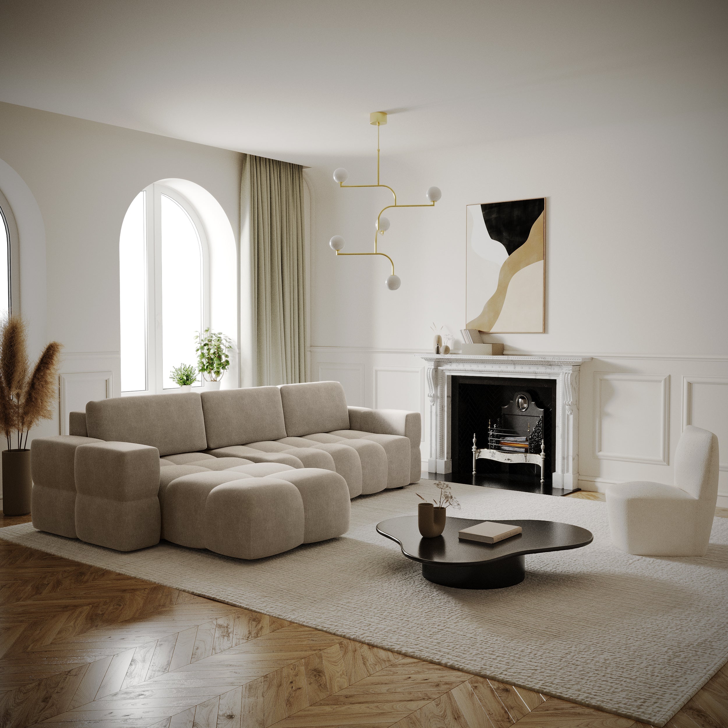 sia-deco-gabriel-canap-convertible-angle-droit-taupe-5-places image 2