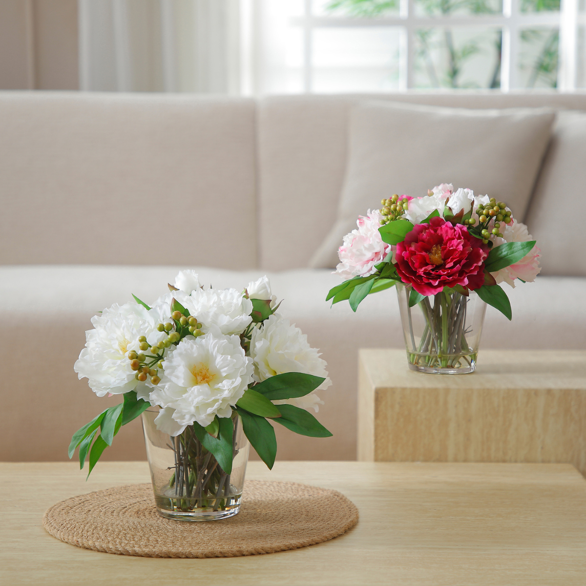 sia-deco-noah-composition-pivoines-fausse-fleur-blanc-26-cm image 5