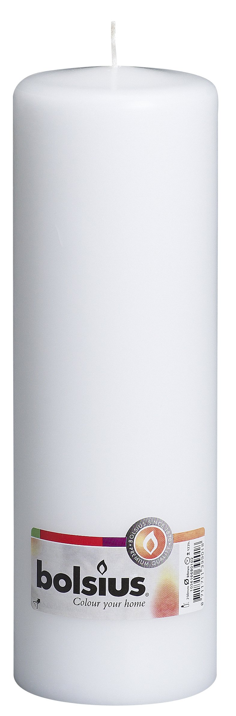 bolsius-bougies-piliers-25cm-lot-8-bougie-blanche-115h image 1
