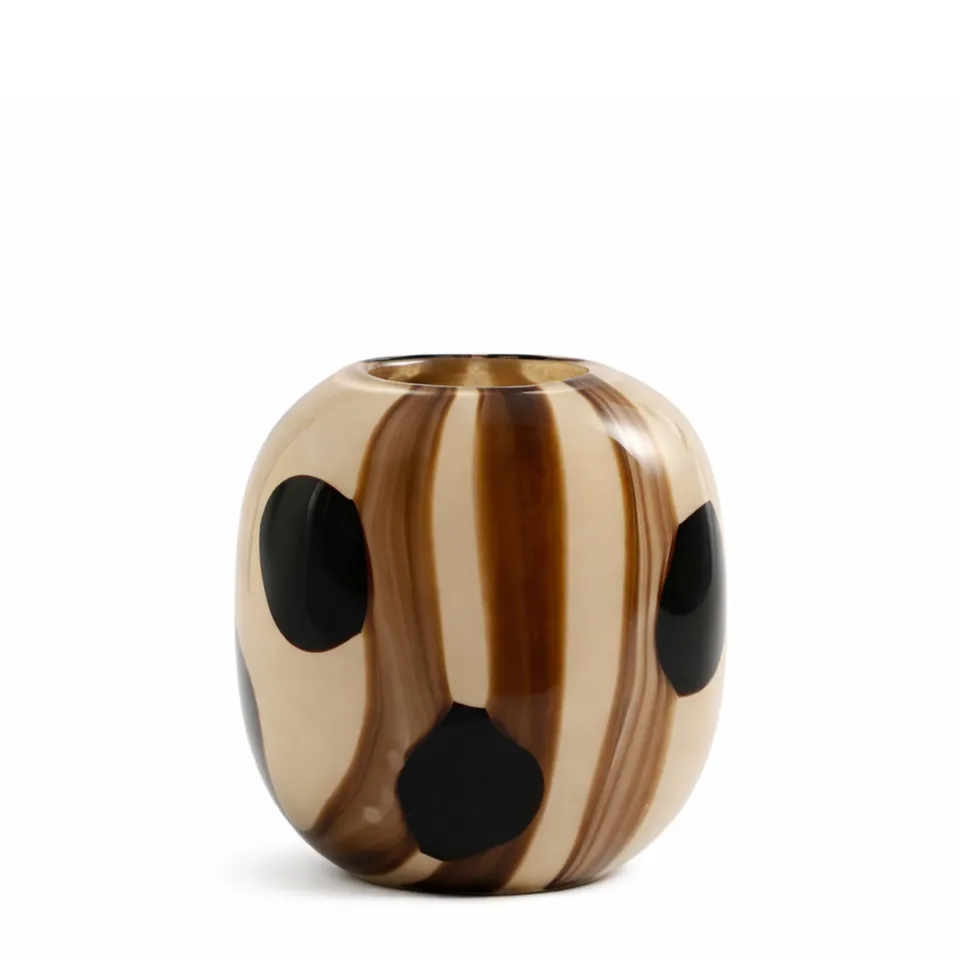 sia-deco-antica-vase-verre-souffl-dots-beige-21-cm image 1