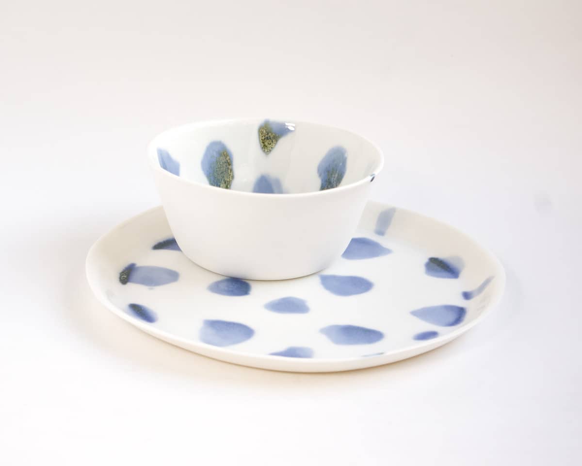 am-cla-bols-mugs-tasses-bol-porcelaine-blanc-tachet-bleu-vert image 4