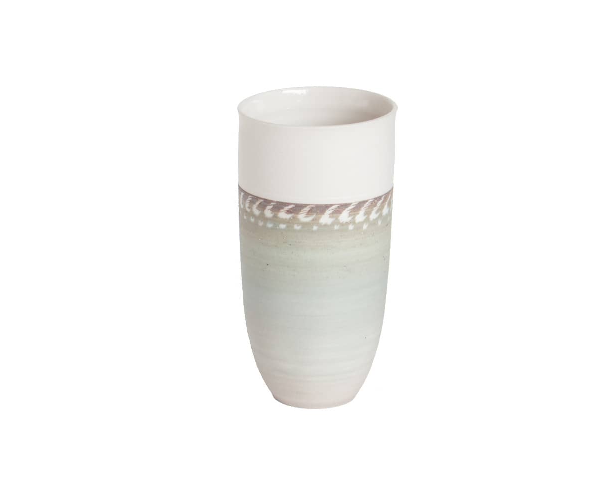 am-cla-vases-vert-bleu-vase-c-ramique-motifs-blancs-13-5-cm image 1