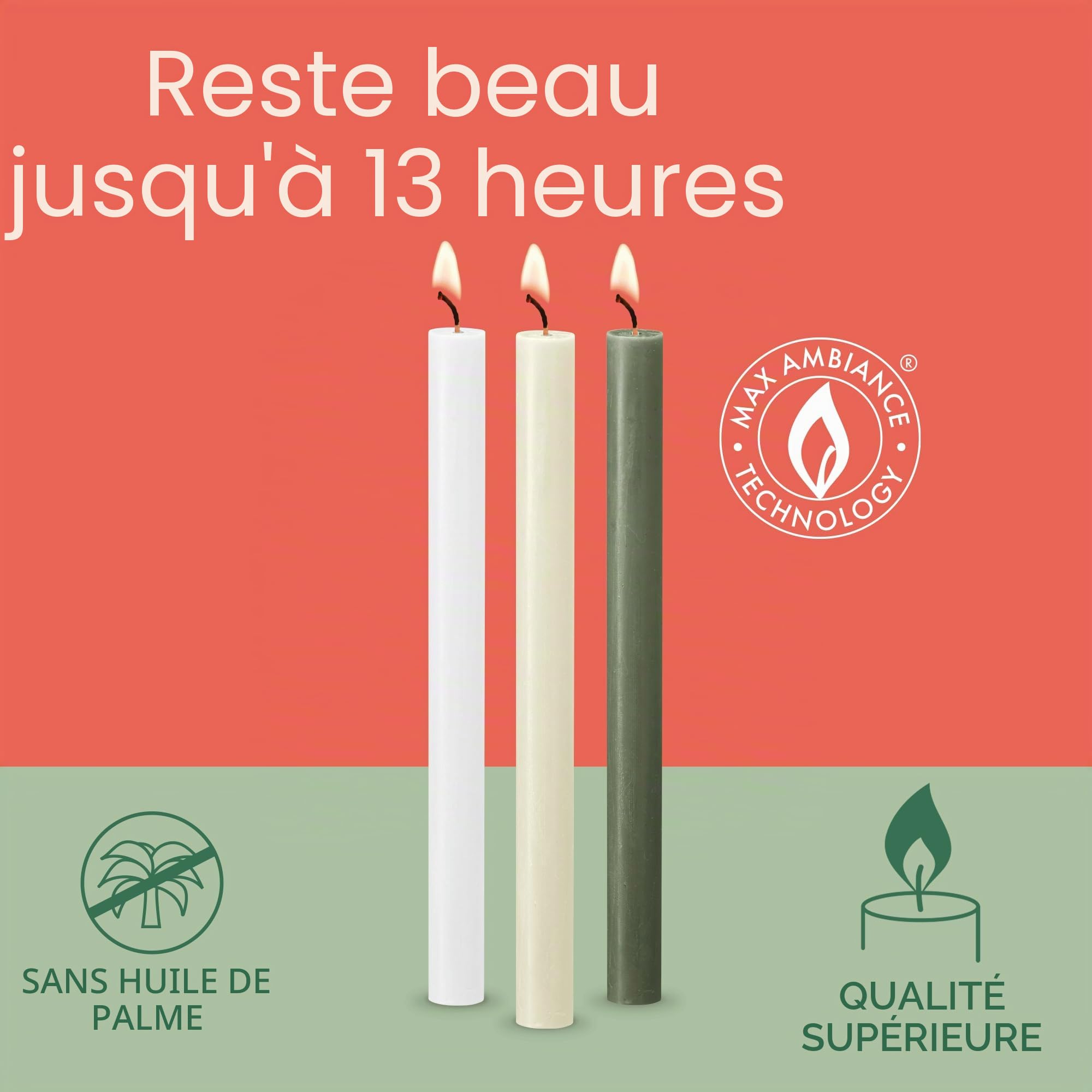 bolsius-rustik-bougies-tiges-rose-27-cm-13h-lot-de-9 image 4