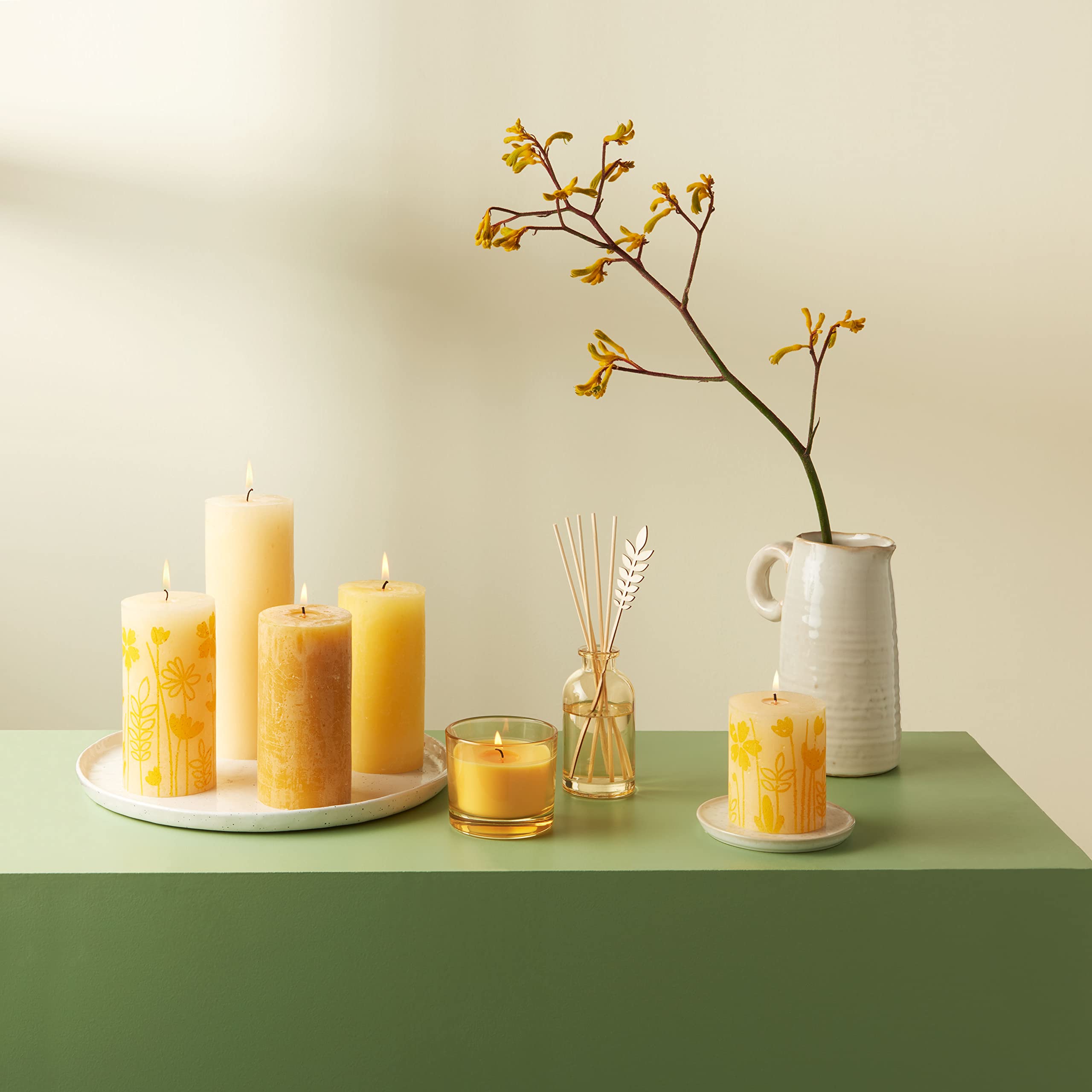 bolsius-bougie-rustique-pilier-jaune-lot-4-x-19-cm image 3
