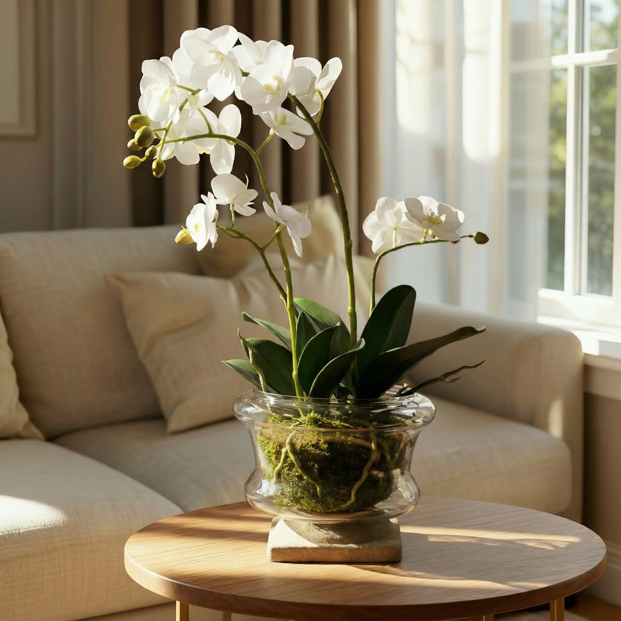 sia-deco-noah-orchid-e-artificielle-blanc-58-cm-pot-verre image 2
