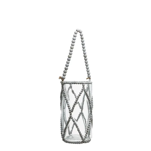 sia-deco-nora-lanterne-pearl-gris-22-5-cm-bois-et-verre image 1