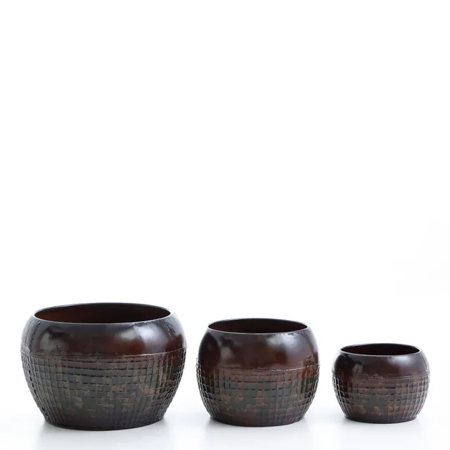 sia-antica-elen-cache-pot-m-tal-marron-lot-de-3 image 1