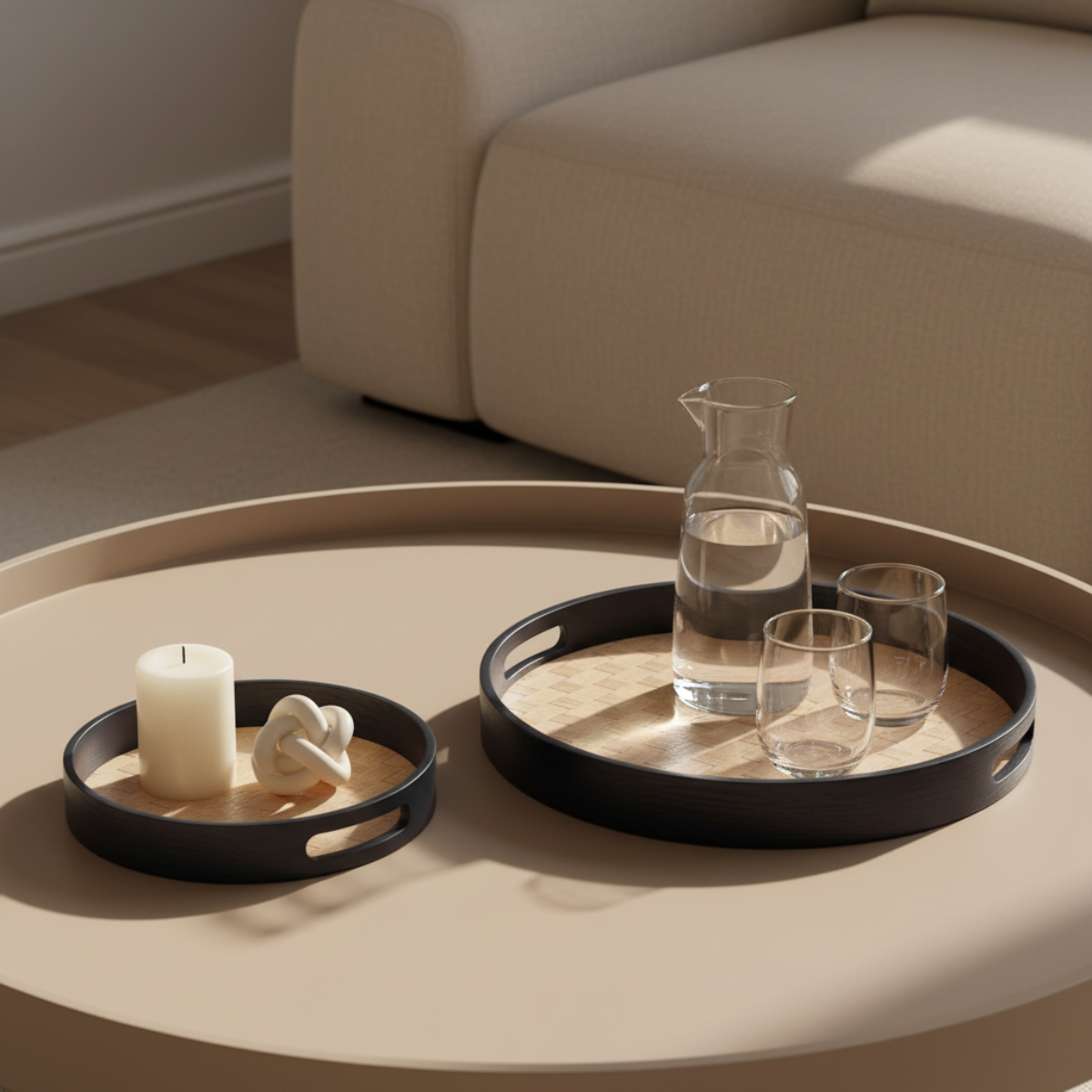 sia-deco-arlo-plateaux-ronds-zenko-noir-lot-de-2-bois image 2