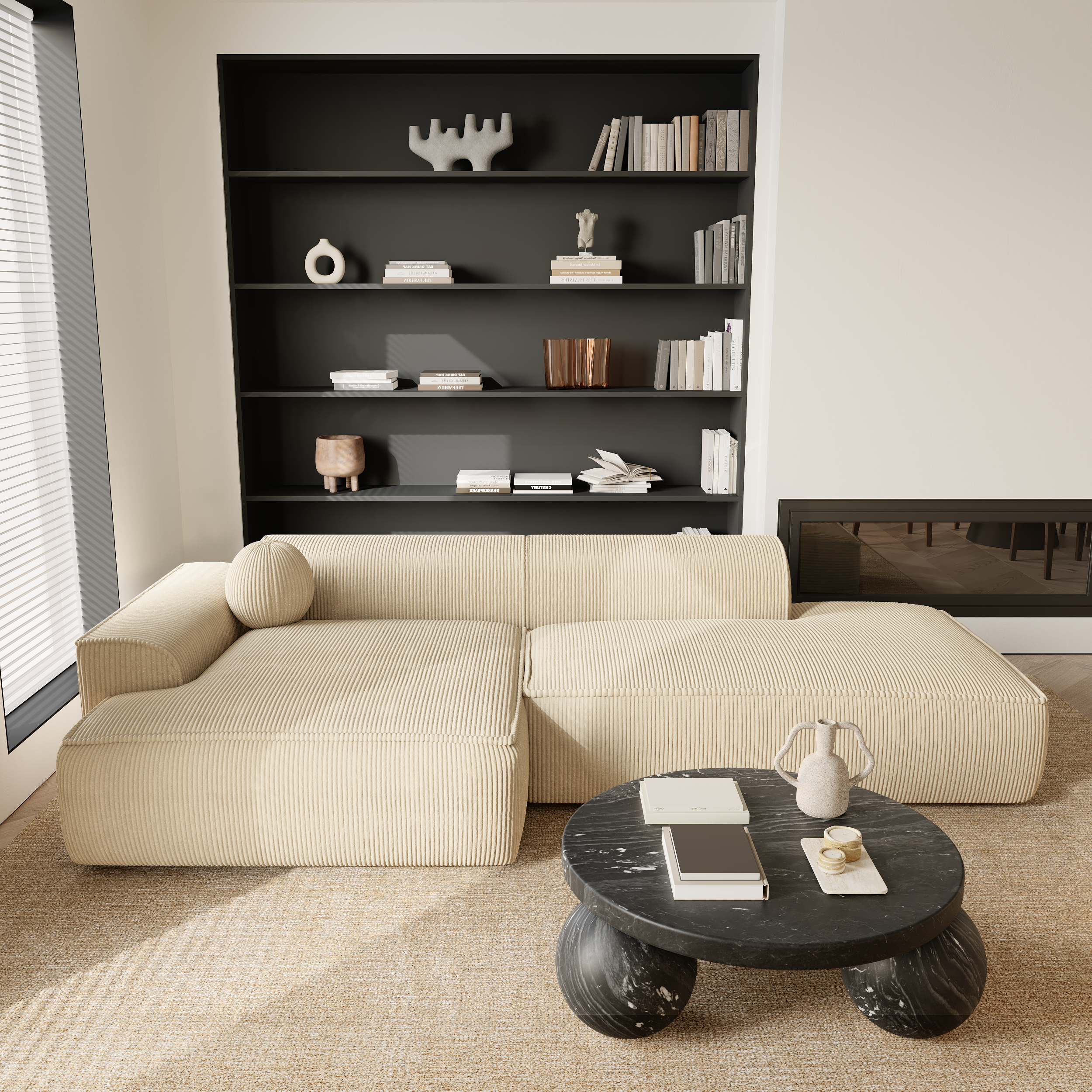 sia-ania-canap-angle-gauche-cr-me-coussin-boule image 2