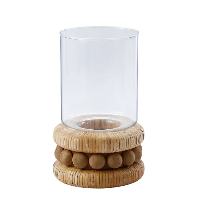 sia-deco-nora-porte-bougie-rotin-beige-33-cm-verre image 1