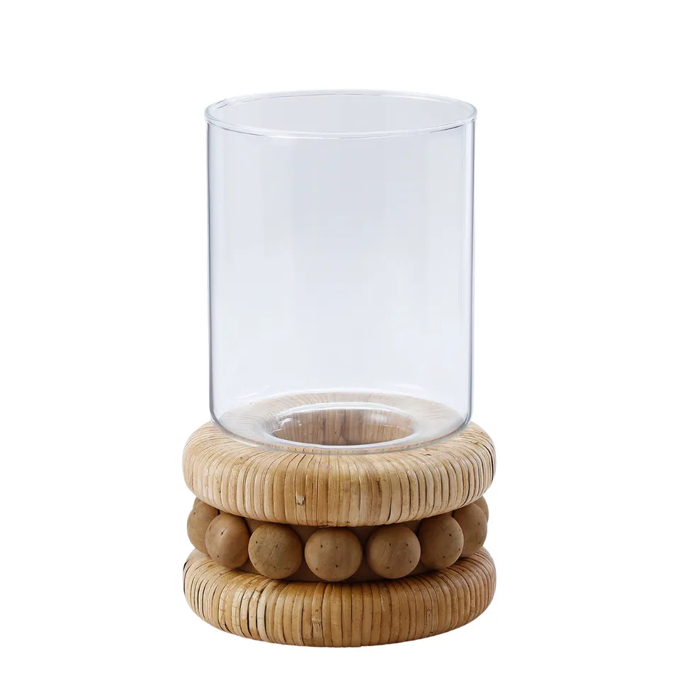 sia-deco-nora-porte-bougie-rotin-beige-33-cm-verre image 1