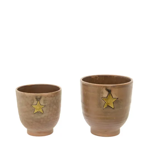 sia-deco-antica-stars-cache-pots-terre-cuite-marron-lot-2-toile image 1