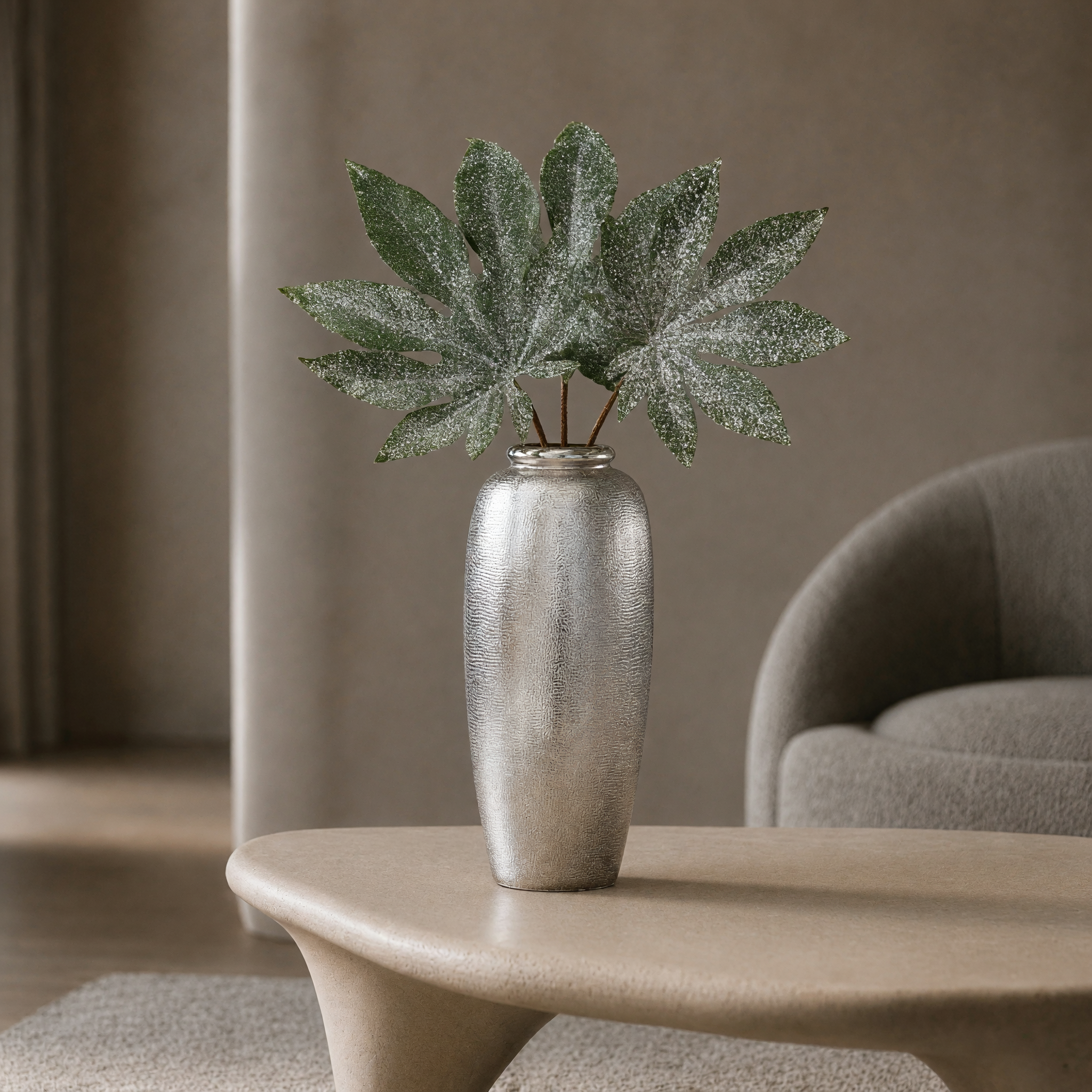 sia-deco-noah-feuille-aralia-paillet-e-tige-verte-60-cm image 2