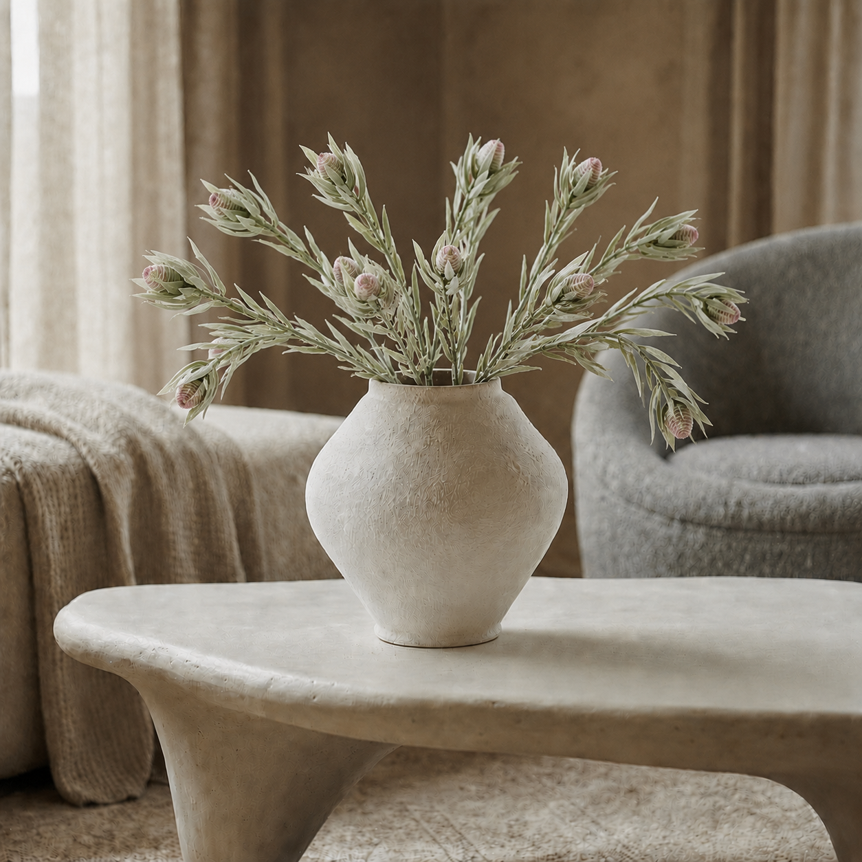 sia-noah-feuillage-protea-tombant-rose-77-cm image 2