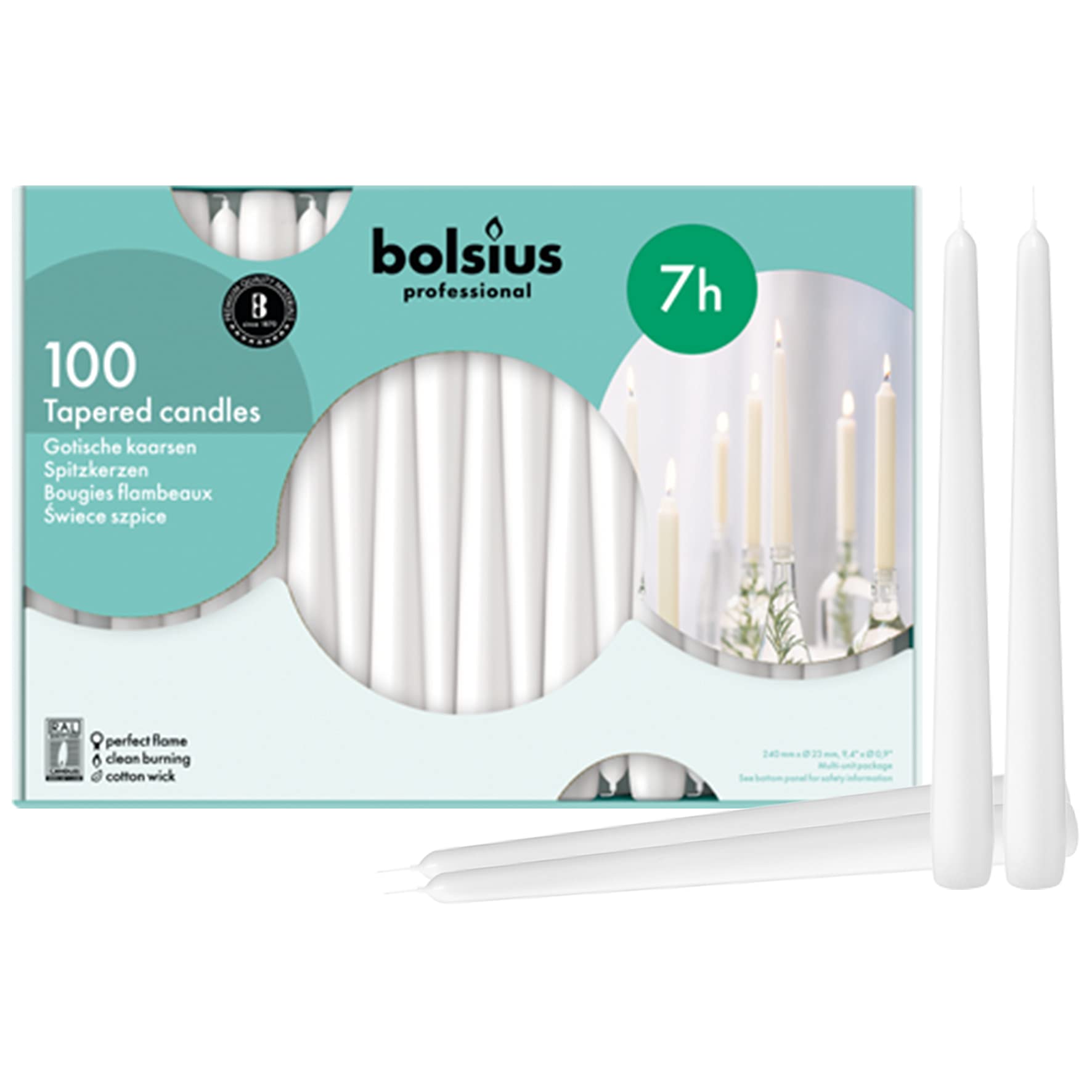 bolsius-bougies-de-d-ner-coniques-25-4-cm-bougie-blanche-lot-100 image 1