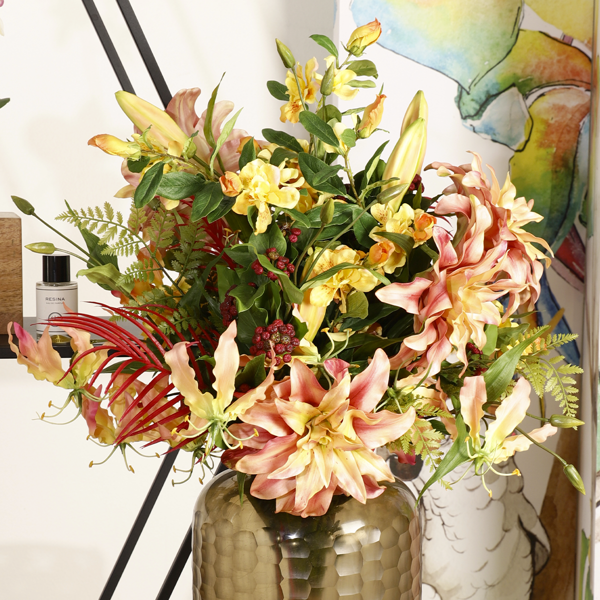 sia-deco-noah-lys-oriental-double-fleur-artificielle-orange-78-cm image 2