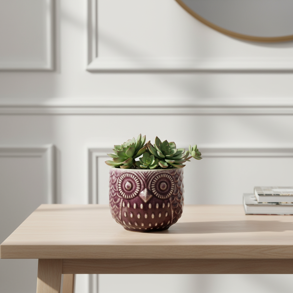 sia-antica-cache-pot-owly-c-ramique-marron-10-5-cm image 4