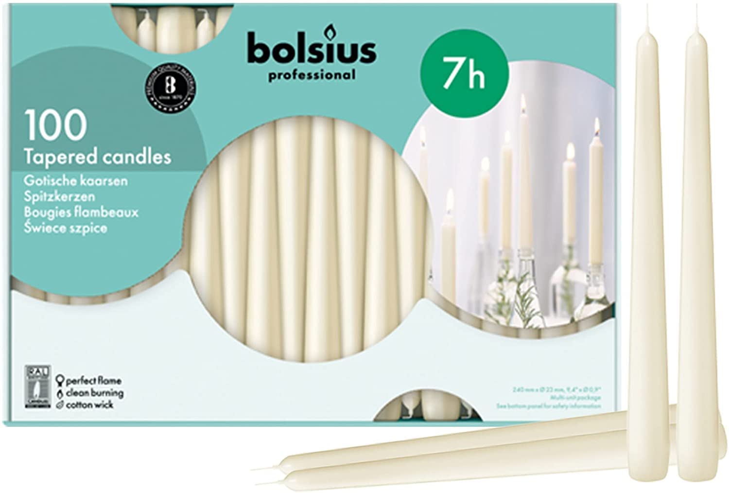 bolsius-d-ner-bougie-conique-ivoire-24-5-cm-bo-te-100-7h image 1