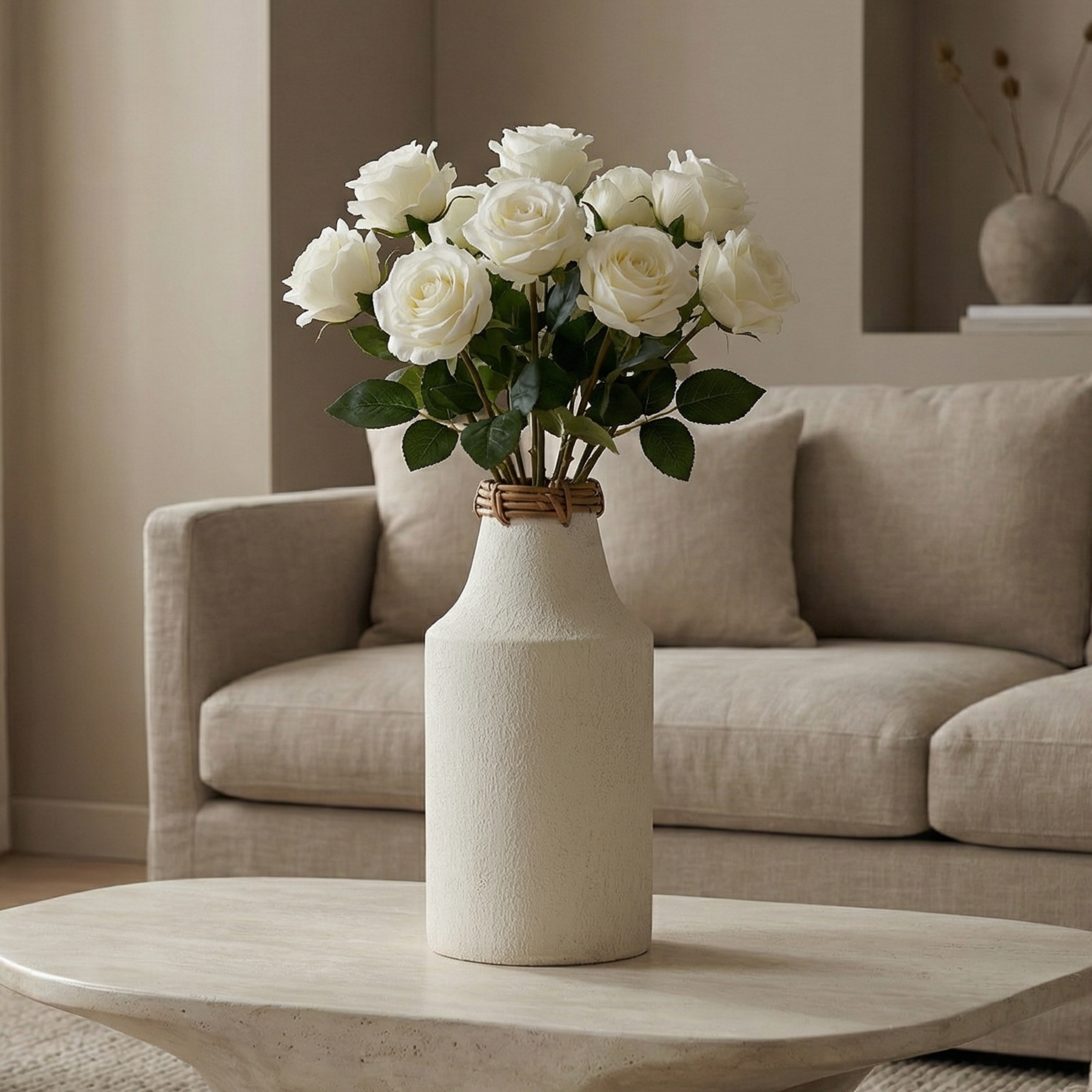 sia-antica-vase-m-tal-solea-blanc-rotin-32-cm image 2