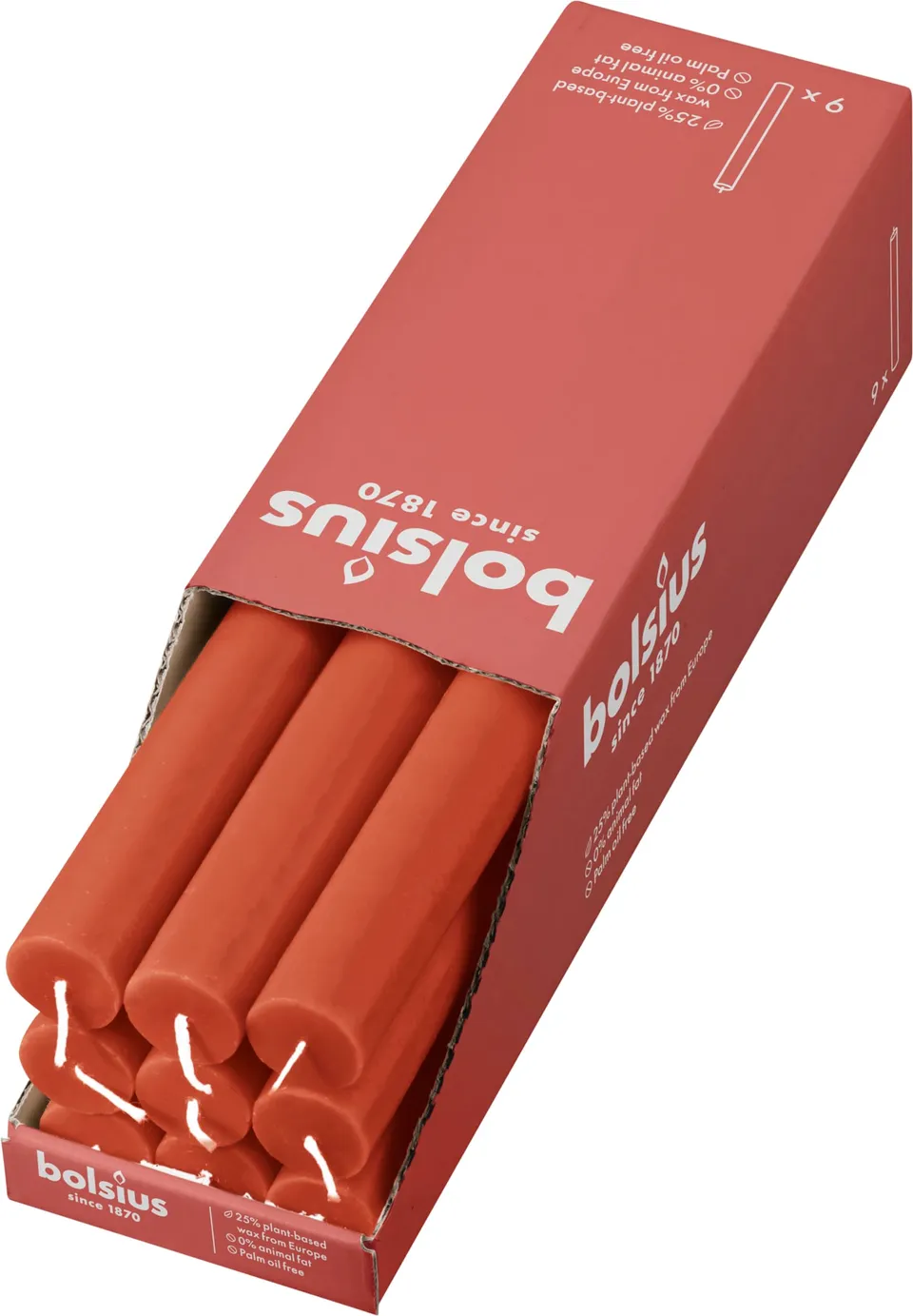 bolsius-bougies-rustiques-bougie-orange-27cm-lot-9-13h image 1