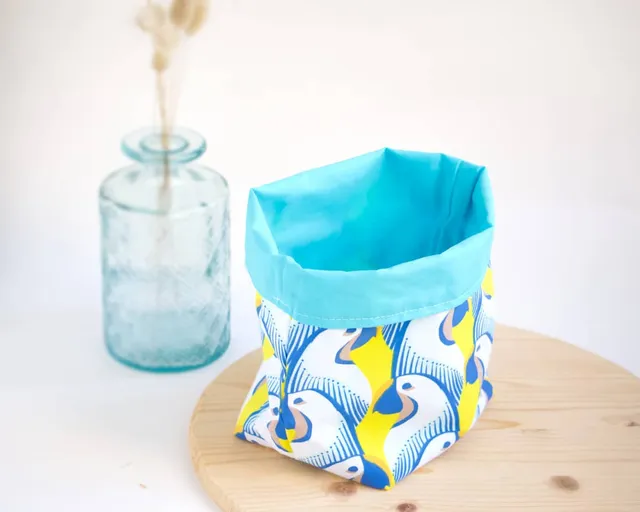 am-cla-paniers-rangement-perroquets-panier-tissu-bleu-jaune image 1